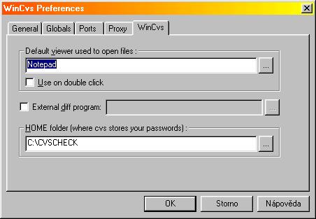 wincvs preferences - wincvs